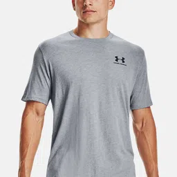 UNDER ARMOUR Men Grey Brand Logo Printed Loose Training or Gym T-shirt-picture-29