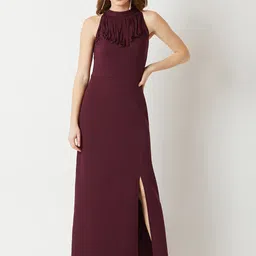 Miss Chase Maroon Fringed Maxi Dress-picture-20