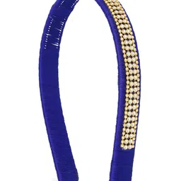 AKSHARA Girls Blue Handcrafted Embellished Hairband with Silk Thread-image-1