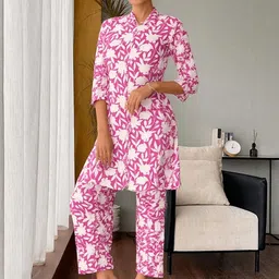 GAB Women Floral Printed Cotton Kurta with Trousers-picture-32