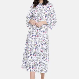 ISU Women White Floral Printed Fit and Flare Dress-picture-37