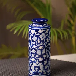 Unravel India White & Blue Pottery Art Jaipur Ceramic Decorative Vase-picture-12