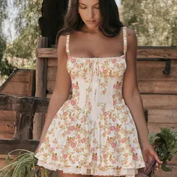 bebe Women Floral Printed Fit & Flare Mini Dress-picture-11