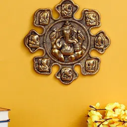 eCraftIndia Gold-Toned 9 Variants Of Lord Ganesha Wall Hanging Showpiece-image-56