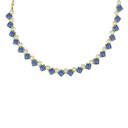 AKSHARA Girls Gold-Toned & Blue Kundan-Studded Beaded Choker Necklace-picture-39