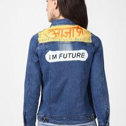 StyleStone Women Blue Hand Painted Denim Jacket-picture-33
