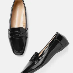 Allen Solly Women Black Solid Loafers with Patent Effect-picture-13
