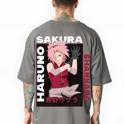 MEGAKART Steel Grey Edition Sakura Haruno Oversized Anime T-Shirt-picture-24