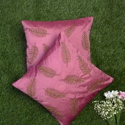 Alina decor Pink & Gold-Toned Set of 2 Embellished Square Cushion Covers-image-7