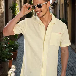 Bene Kleed Men Cuban Collar Cotton Linen Casual Shirt-picture-37