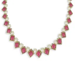 AKSHARA Girls Pink & White Kundan Studded Choker Necklace-picture-33