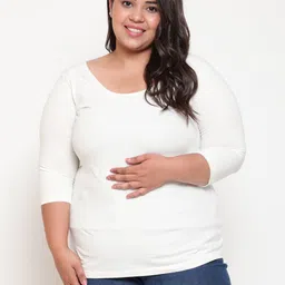 Amydus Women Plus Size Olive Green T-shirt-image-78