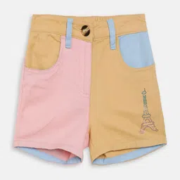 ELLE Girls Yellow Colourblocked Regular Fit Cotton Regular Shorts-image-92