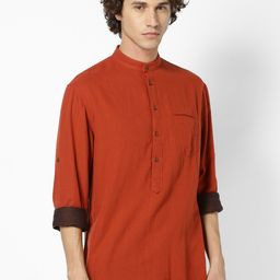 Celio Men Rust Red Regular Fit Solid Casual Shirt-picture-25