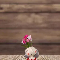 Garden Deco Red & Beige Girl Resin Planter-picture-13