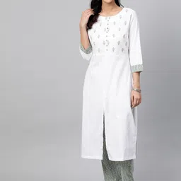 STREET 9 Women White Yoke Design Kurta with Palazzos-picture-32