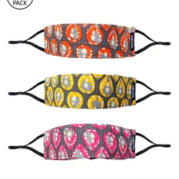 Ariana Unisex Pack Of 3 Printed 7-Ply 5 Layer SSMMS Filter Reusable Pure Cotton Cloth Masks-picture-12