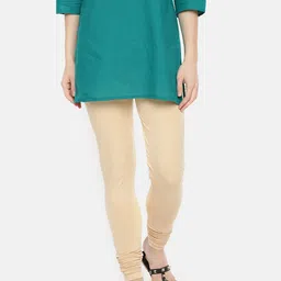 Dollar Missy Women Cream-Coloured Solid Churidar Length Leggings-image-51