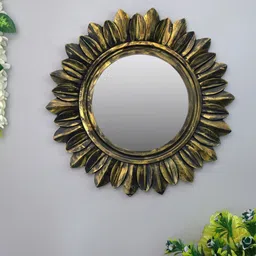 Homesake Gold-Toned & Black Wooden Handmade Frame Wall Mirror-image-94