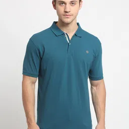 Cantabil Men Blue Polo Collar Slim Fit T-shirt-picture-17