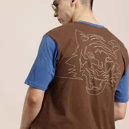 HERE&NOW Pure Cotton Printed Drop-Shoulder Sleeves  T-shirt image 1