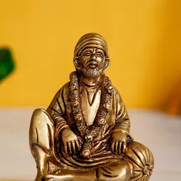 eCraftIndia Gold-Toned Handcrafted Sitting Sai Baba Figurine Showpiece-image-81