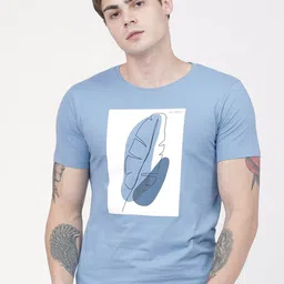 HIGHLANDER Men Blue Slim Fit Printed Round Neck T-shirt-picture-33