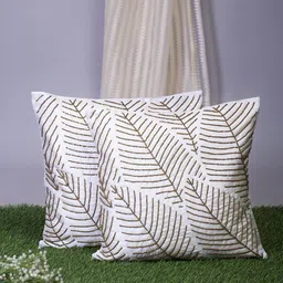 Alina decor White Set of 2 Embellished Square Cushion Covers-image-89