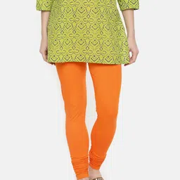 Dollar Missy Women Orange Solid Churidar Length Leggings-image-33
