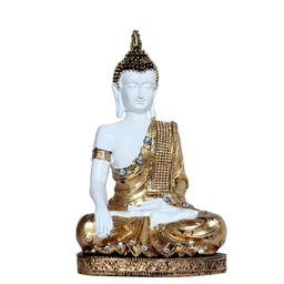 eCraftIndia White & Gold-Toned Buddha Showpiece-picture-36