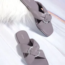 CORSICA Women Metallic Detail Open Toe Flats-image-44