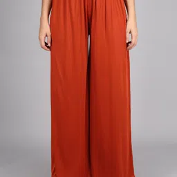 Kotty Women Rust Flared High-Rise Pleated Parallel Trousers-image-9