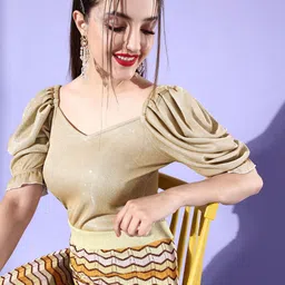 Style Quotient Women Beige Sweetheart Neck Top-picture-11