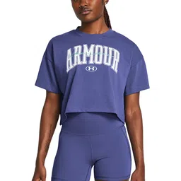UNDER ARMOUR Brand Logo Printed Heavy Weight Scripted WM Crop T-shirt-image-41