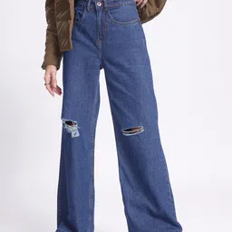 glitchez Women Relax Mode Wide Leg Freedom Cotton Jeans-image-95