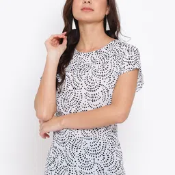 Oxolloxo Women White & Black Geometric Printed Top-picture-24
