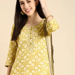 Anouk Women Floral Printed Pure Cotton Kurta-picture-20