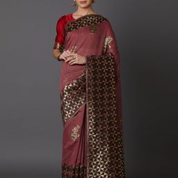 Mitera Maroon Silk Blend Woven Design Kanjeevaram Saree-picture-15