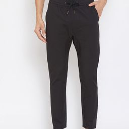 Hypernation Men Black Slim Fit Solid Track Pants-picture-44