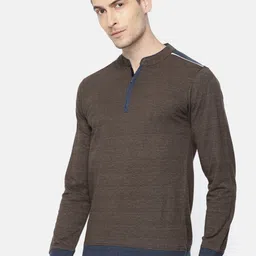 ARISE Men Brown Solid Mandarin Collar T-shirt-picture-11