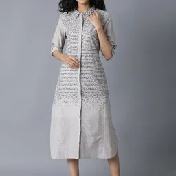 W Women Printed Shirt Cotton Dress-picture-14