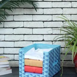 prettykrafts Set Of 3 Blue Geometric Printed Shirt Stacker Closet Organizer image 2