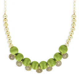 AKSHARA Green & Gold-Toned Handcrafted Choker Necklace-picture-31