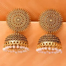 Crunchy Fashion Gold-Toned Contemporary Jhumkas-picture-36
