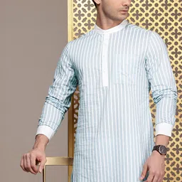 House of Pataudi Striped Jashn Pure Cotton Kurta image 1