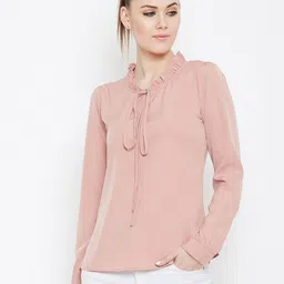 Berrylush Women Peach-Coloured Solid Top-picture-22