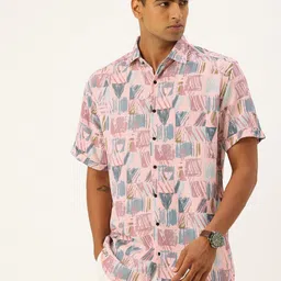 FIFTY TWO Printed & Textured Drop-Shoulder Sleeves Comfort Fit Casual Shirt-image-16