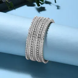Fida Set Of 6 Silver-Plated Beaded Bangles-picture-36