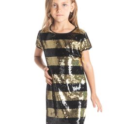 Cherry Crumble Girls Black & Gold-Coloured Embellished A-Line Dress-picture-37