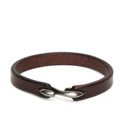 OOMPH Men Brown Leather Handcrafted Wraparound Bracelet-image-13